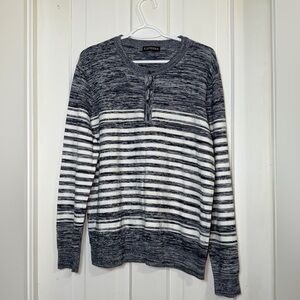 Express Men's Black and White Striped Crewneck Sweater size XL